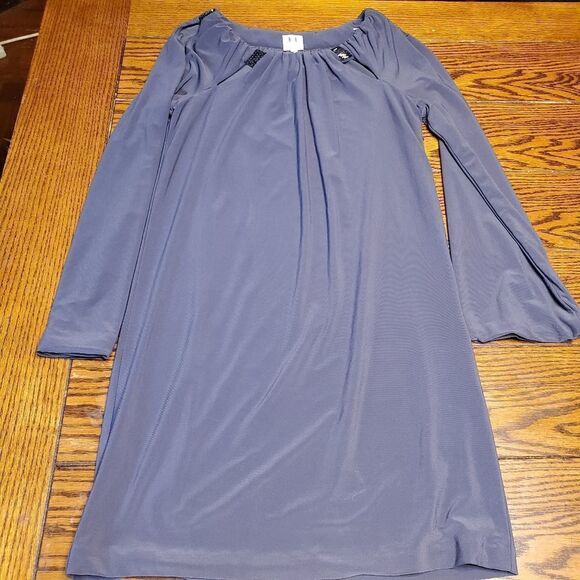 Halston Heritage blue/grey beaded neck dress sz 4 - Picture 1 of 4